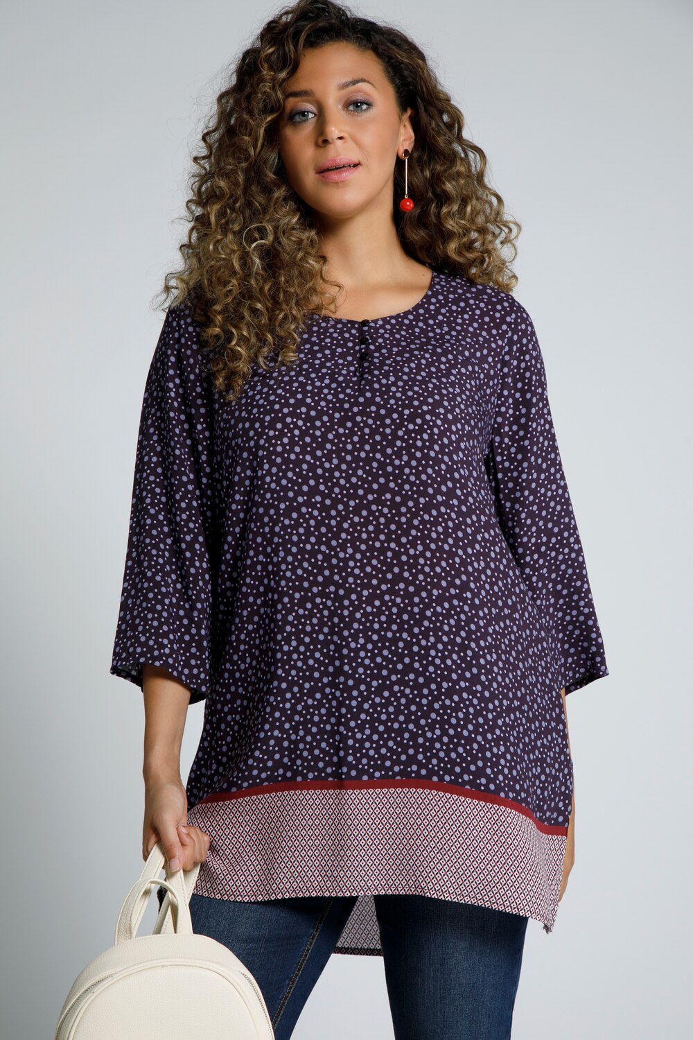 Grote Maten blouse, Dames, blauw, Maat: 46/48, Synthetische vezels, Ulla Popken Grote Maten blouse, Dames, blauw, Maat: 46/48, Synthetische vezels, Ulla Popken