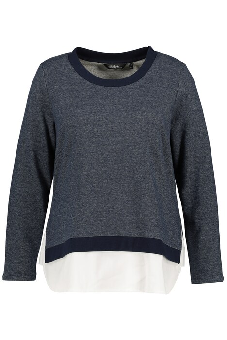 Mikina, vrstvený vzhled, halenkový lem, kulatý výstřih, dlouhé rukávy