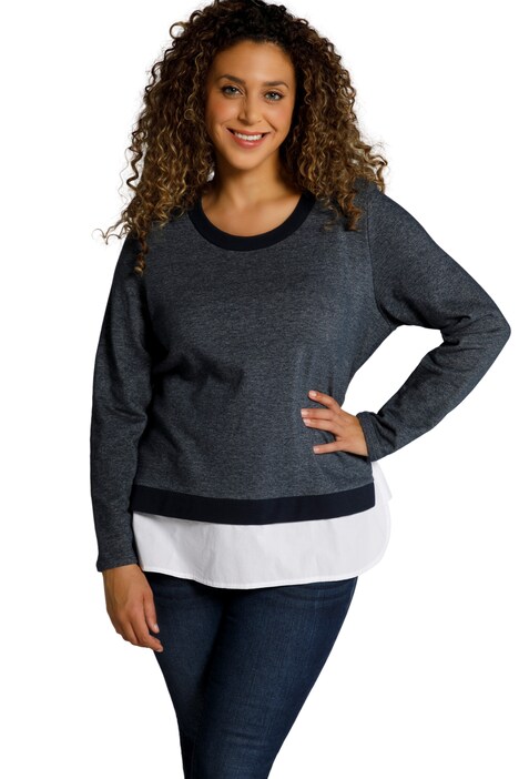 Mikina, vrstvený vzhled, halenkový lem, kulatý výstřih, dlouhé rukávy