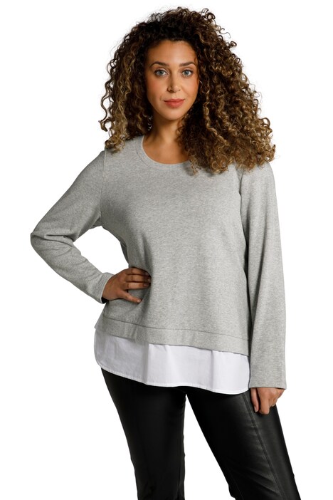 Mikina, vrstvený vzhled, halenkový lem, kulatý výstřih, dlouhé rukávy