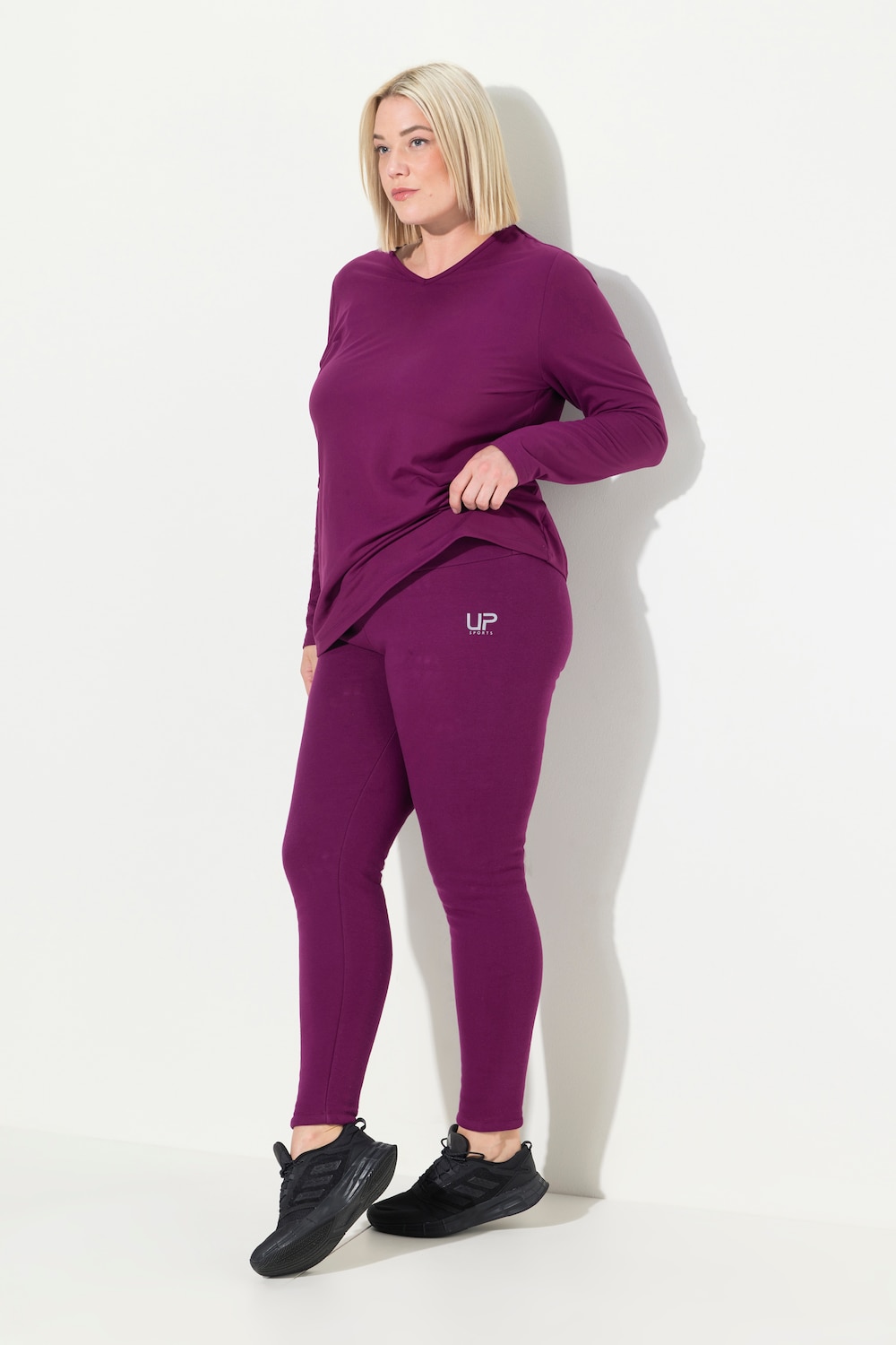 Große Größen Leggings, Damen, lila, Größe: 54/56, Polyester/Baumwolle, Ulla Popken