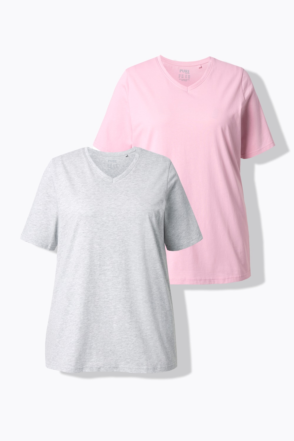 T-Shirts, 2er-Pack, V-Ausschnitt, Halbarm, Biobaumwolle