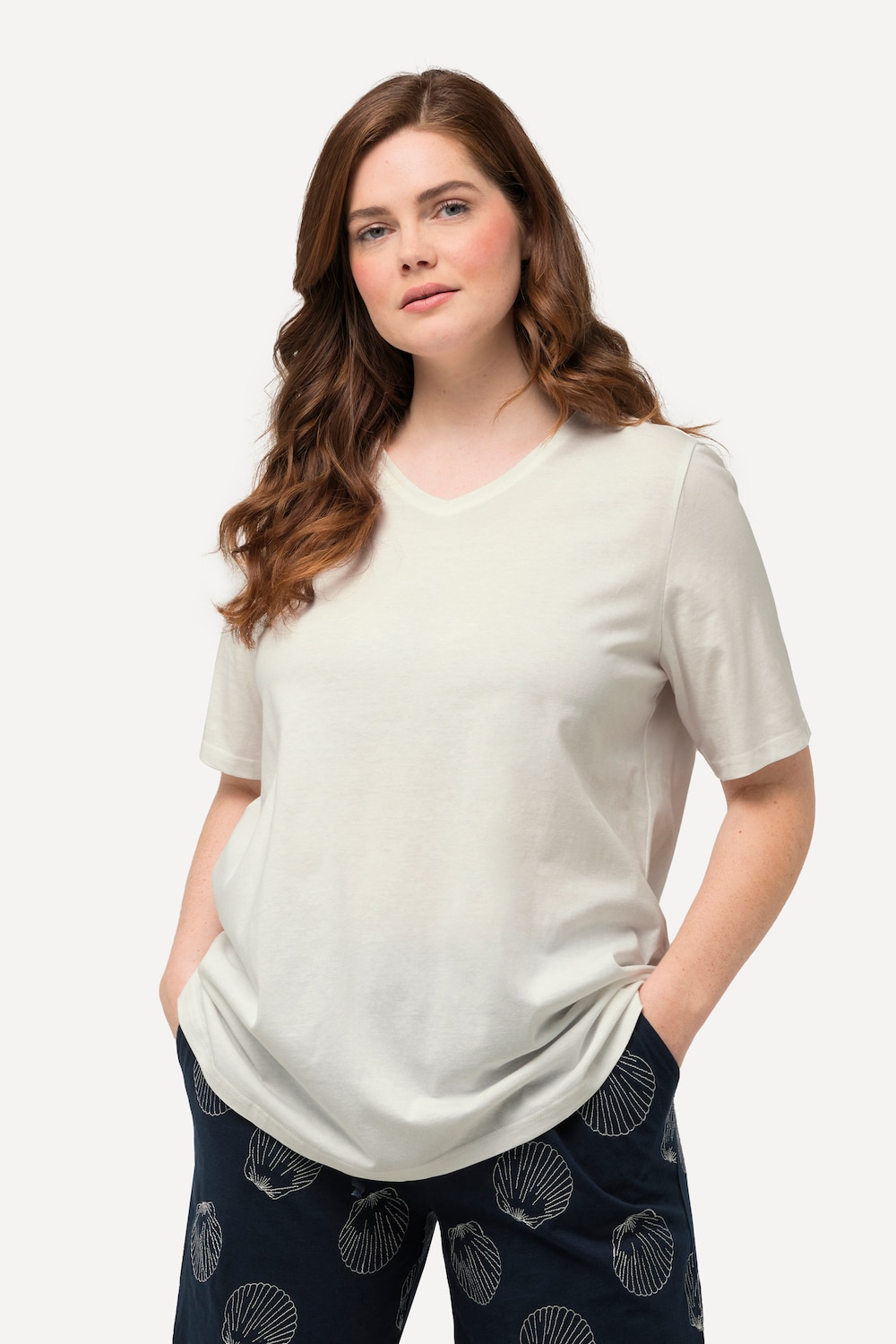 Grote Maten T-shirts, Dames, blauw, Maat: 50/52, Katoen, Ulla Popken