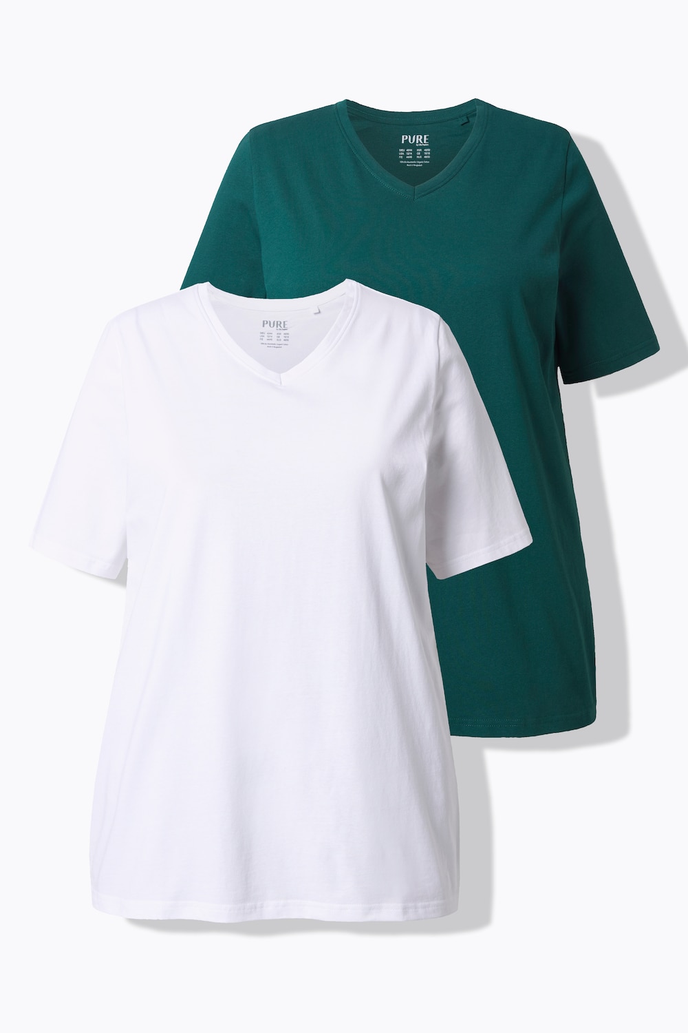 T-Shirts, 2er-Pack, V-Ausschnitt, Halbarm, Biobaumwolle
