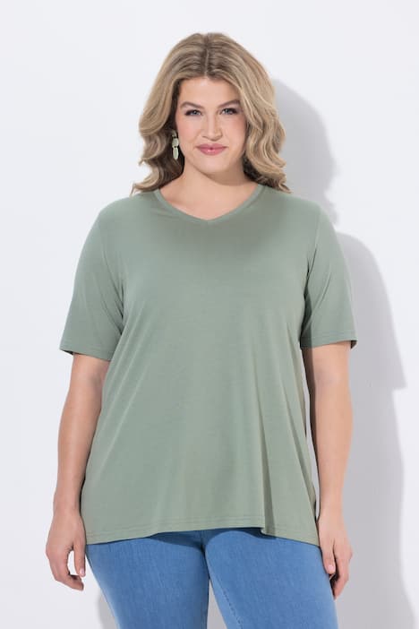 T-shirts, basic, set van 2, V-hals, korte mouwen, biologisch katoen