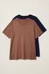 T-shirts, basic, set van 2, V-hals, korte mouwen, biologisch katoen