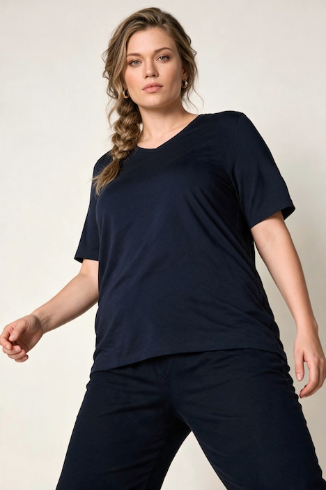 T-shirts, basic, set van 2, V-hals, korte mouwen, biologisch katoen