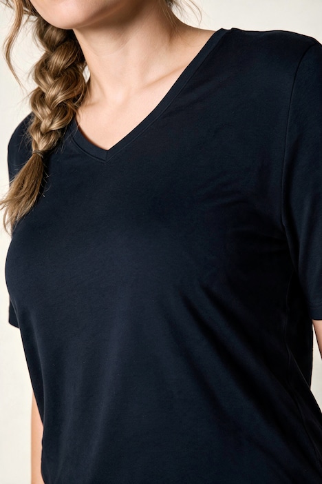 T-shirts, basic, set van 2, V-hals, korte mouwen, biologisch katoen