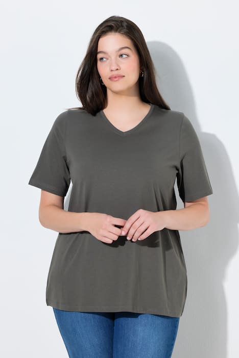 T-Shirts, 2er-Pack, V-Ausschnitt, Halbarm, Biobaumwolle