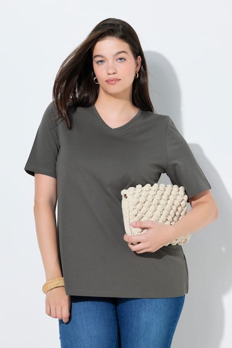 T-Shirts, 2er-Pack, V-Ausschnitt, Halbarm, Biobaumwolle