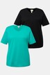 T-Shirts, 2er-Pack, V-Ausschnitt, Halbarm, Biobaumwolle