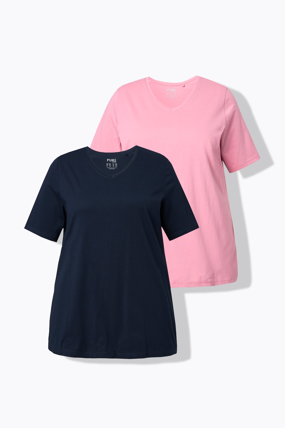 T-shirts, 2-pak, V-udskæring, korte ærmer, økologisk bomuld