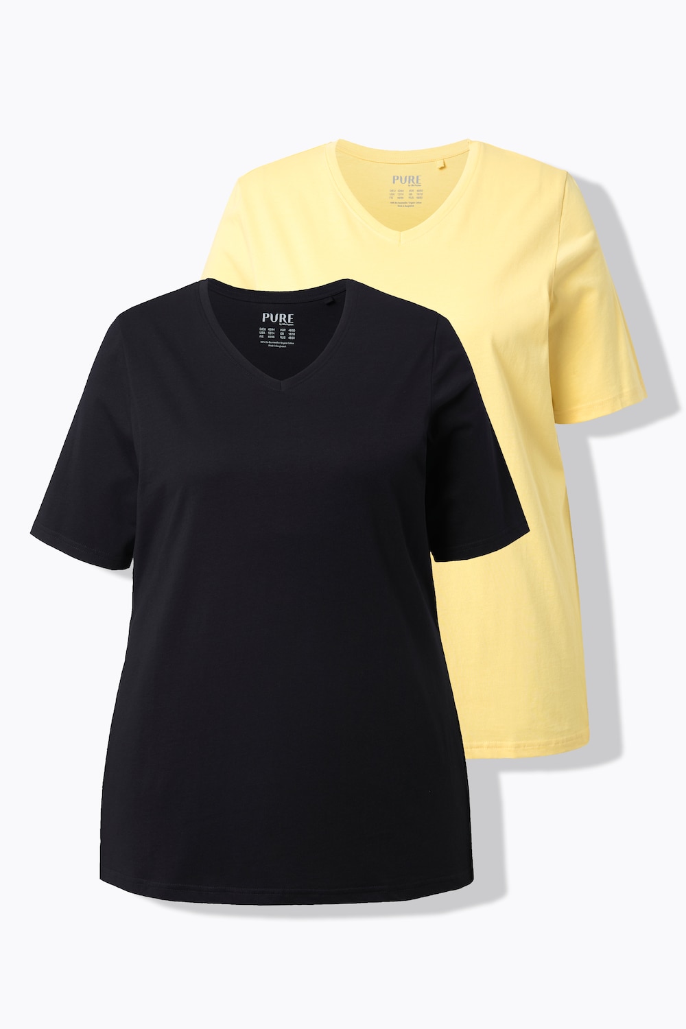 T-shirts, basic, set van 2, V-hals, korte mouwen, biologisch katoen