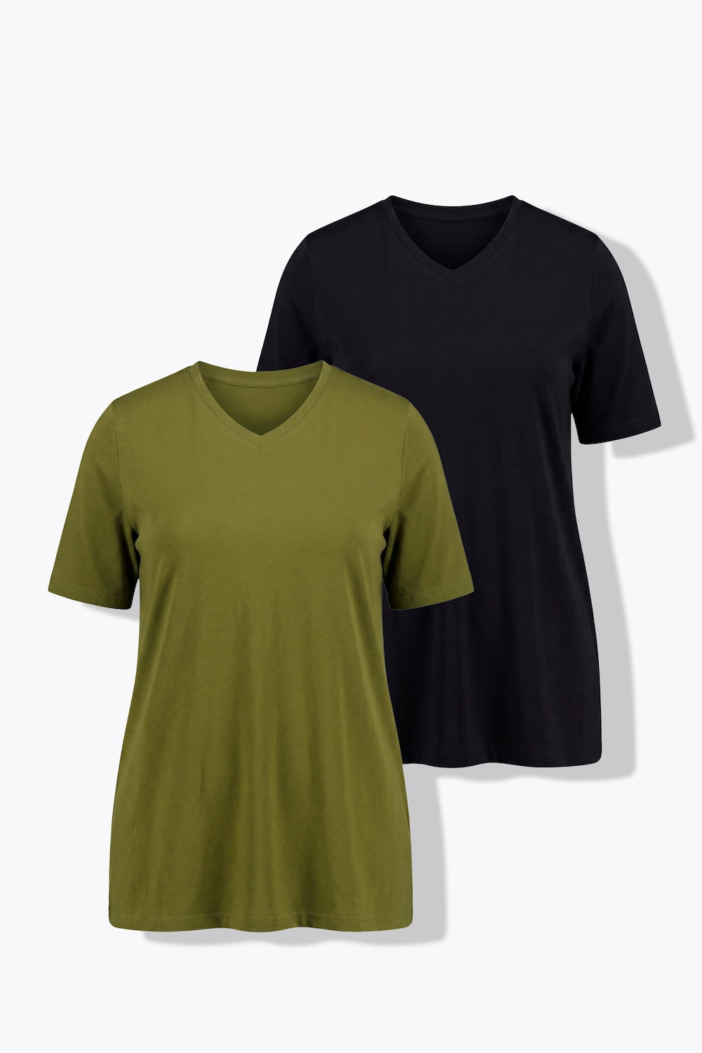 T-Shirts, 2er-Pack, V-Ausschnitt, Halbarm, Biobaumwolle
