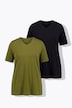 T-shirts, basic, set van 2, V-hals, korte mouwen, biologisch katoen