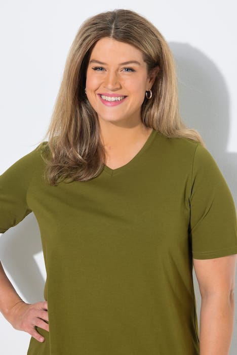 T-shirts, basic, set van 2, V-hals, korte mouwen, biologisch katoen