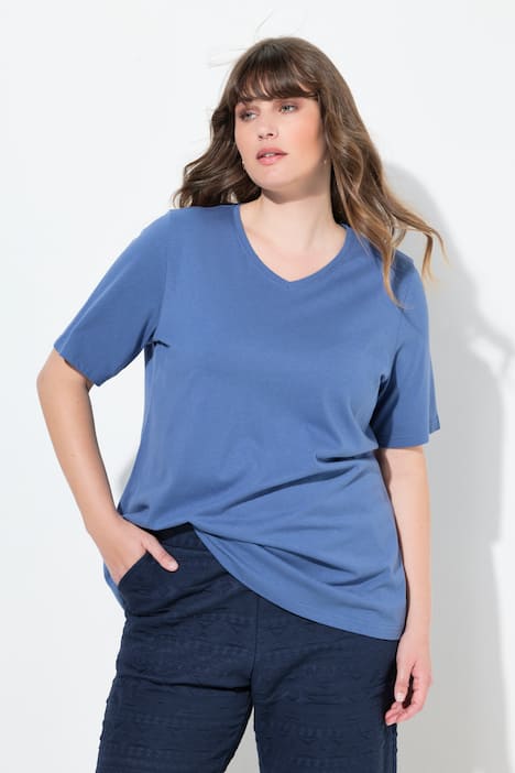 T-shirts, basic, set van 2, V-hals, korte mouwen, biologisch katoen