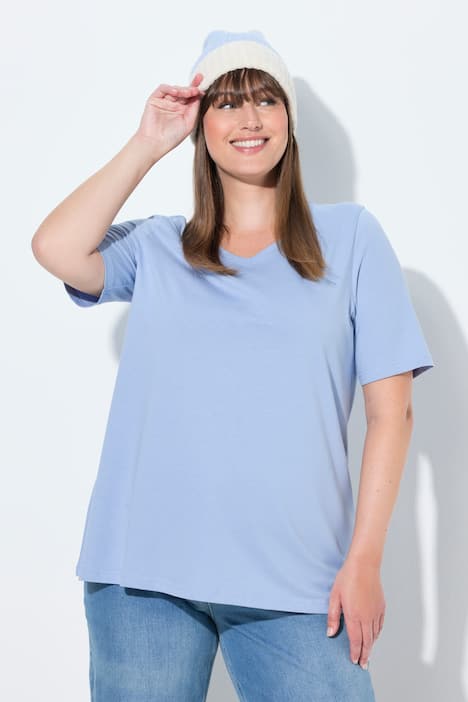T-shirts en coton bio. Col en V et manches courtes. Lot de 2