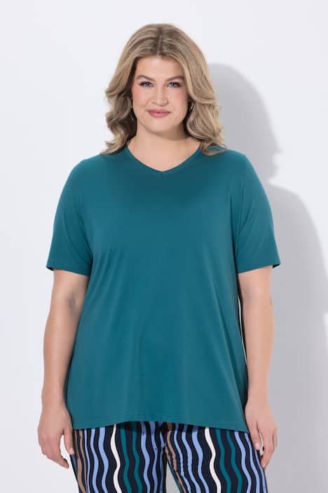 T-shirts, basic, set van 2, V-hals, korte mouwen, biologisch katoen