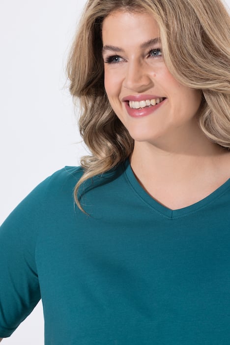 T-shirts, basic, set van 2, V-hals, korte mouwen, biologisch katoen