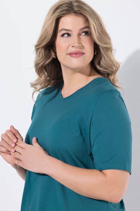 T-shirts, basic, set van 2, V-hals, korte mouwen, biologisch katoen