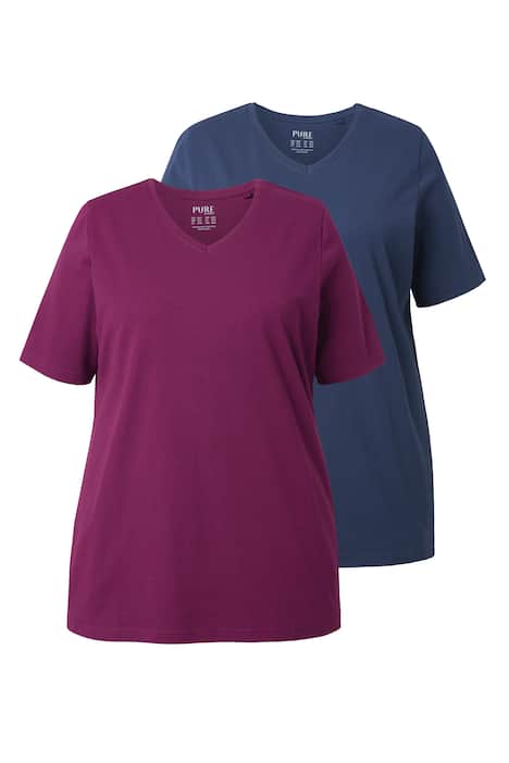 Tričko, 2-balení, A střih, výstřih do V, biobavlna