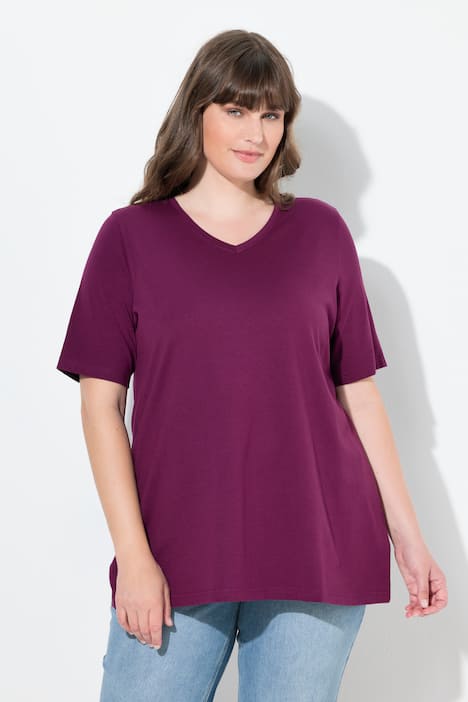 T-shirts, 2-pak, V-udskæring, korte ærmer, økologisk bomuld