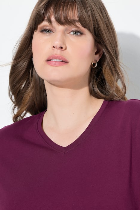 T-shirts, 2-pak, V-udskæring, korte ærmer, økologisk bomuld