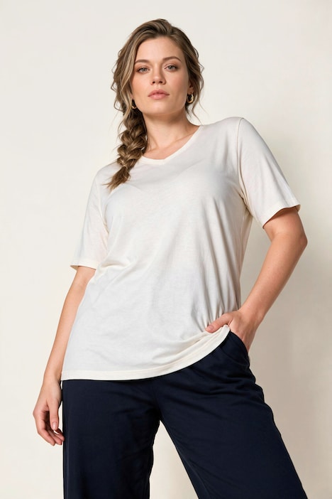 T-shirts, basic, set van 2, V-hals, korte mouwen, biologisch katoen