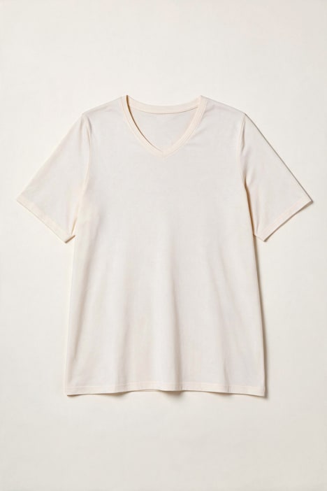 T-shirts, basic, set van 2, V-hals, korte mouwen, biologisch katoen