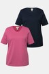 T-Shirts, 2er-Pack, V-Ausschnitt, Halbarm, Biobaumwolle