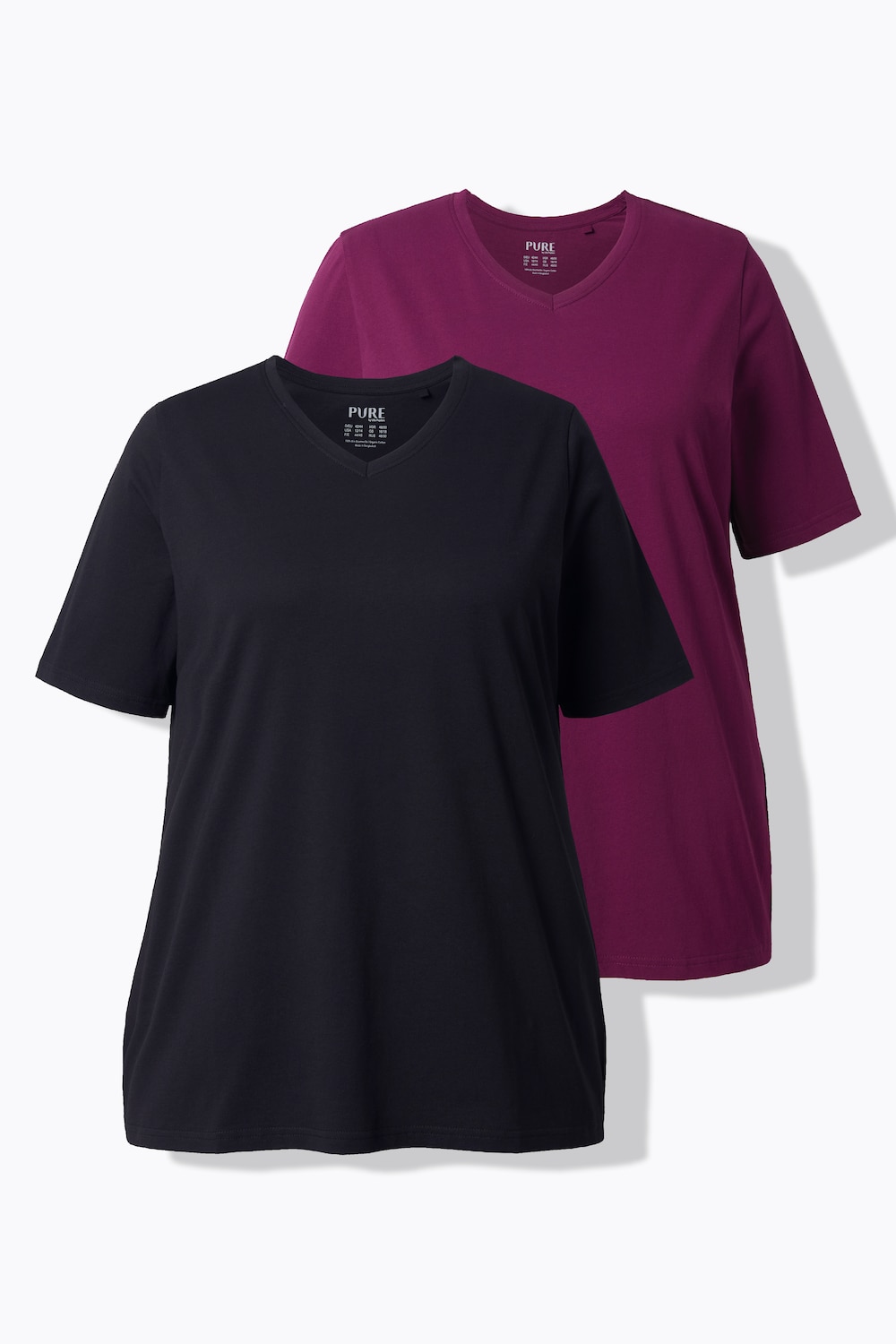 T-Shirts, 2er-Pack, V-Ausschnitt, Halbarm, Biobaumwolle