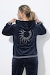 Samtjacke, Rücken-Sonnenmotiv, Kapuze, Rippbündchen