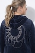 Samtjacke, Rücken-Sonnenmotiv, Kapuze, Rippbündchen