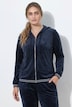 Samtjacke, Rücken-Sonnenmotiv, Kapuze, Rippbündchen