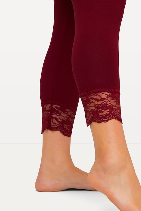 Legging en jersey de viscose avec bas de jambe en dentelle