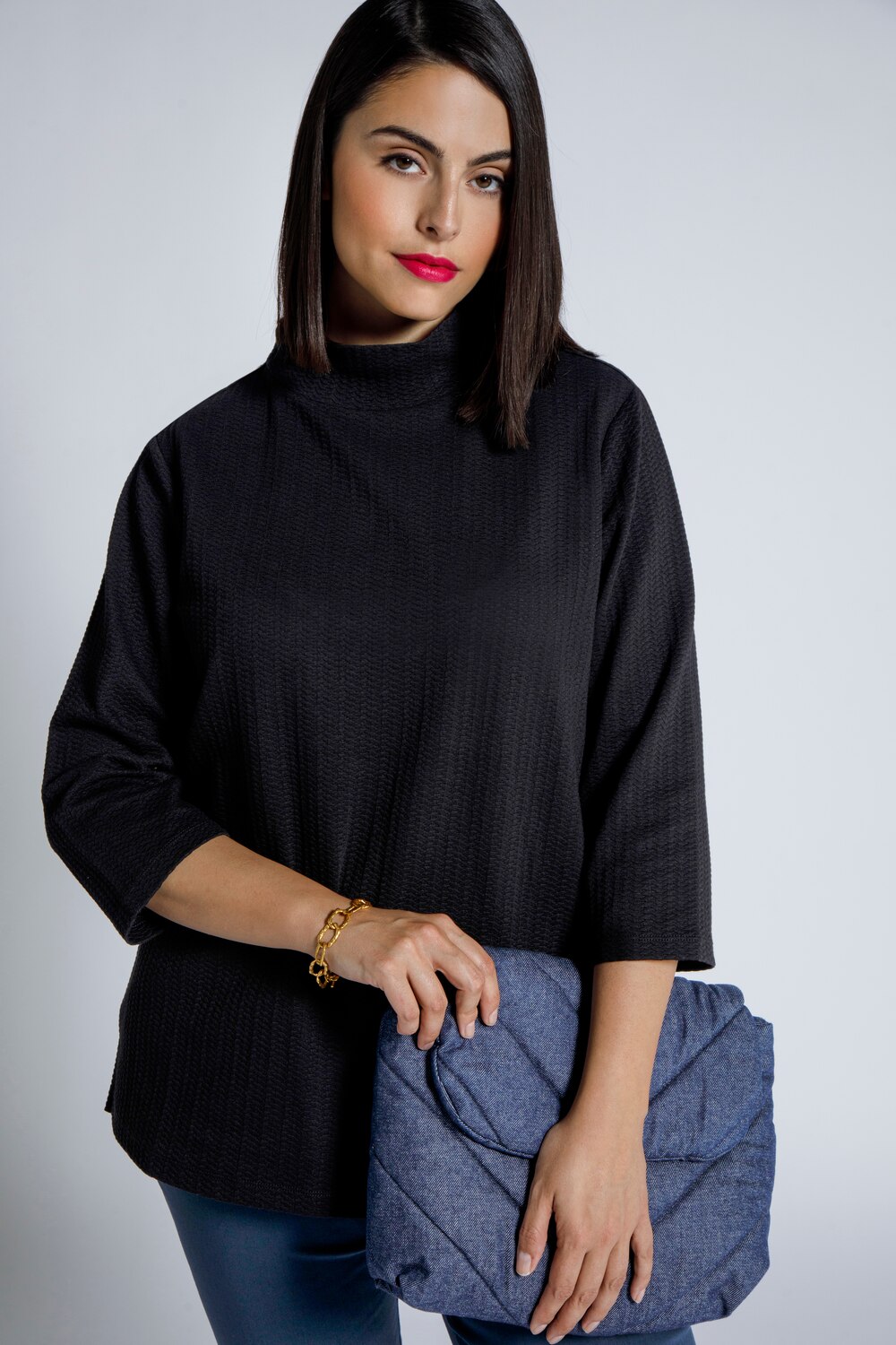 Grote Maten sweatshirt, Dames, zwart, Maat: 46/48, Katoen/Polyester, Ulla Popken
