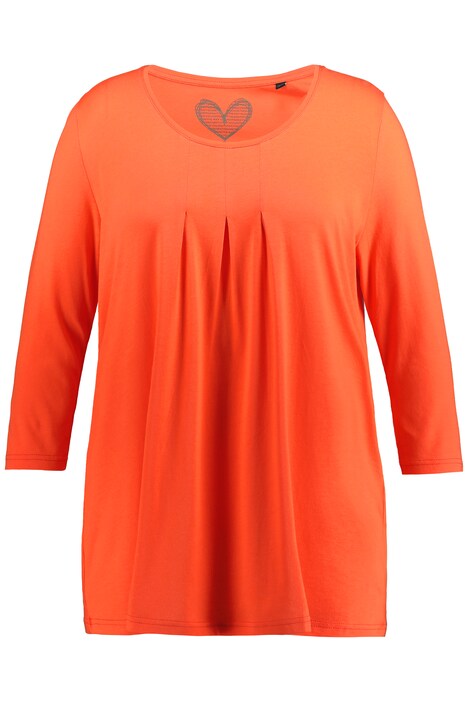 Tričko, ozdobné sklady, A střih, kulatý výstřih, 3/4 rukávy