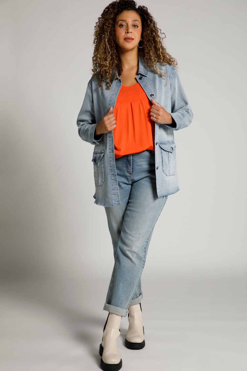 Grote Maten shirt, Dames, oranje, Maat: 50/52, Ulla Popken