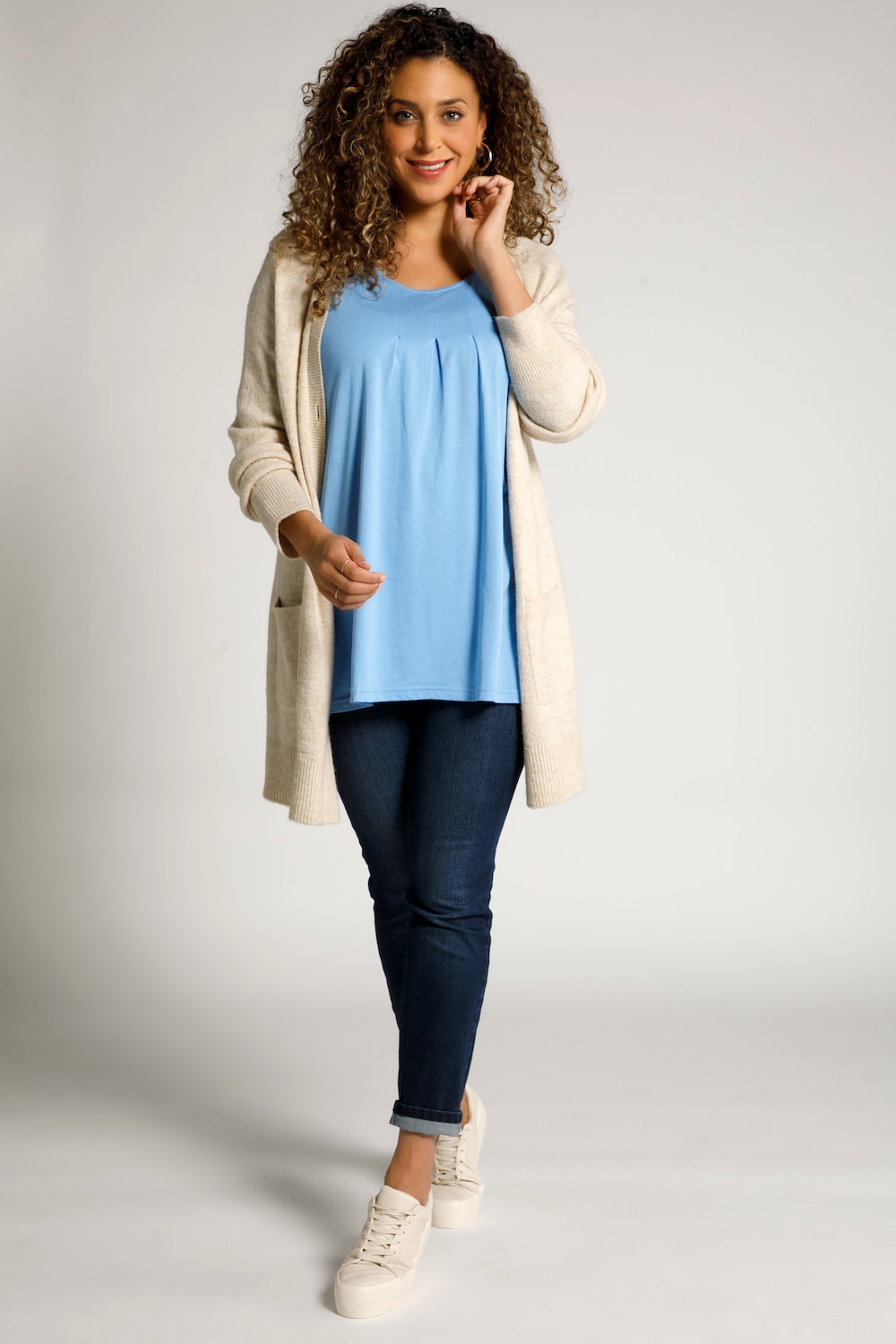 Grote Maten shirt, Dames, blauw, Maat: 46/48, Ulla Popken