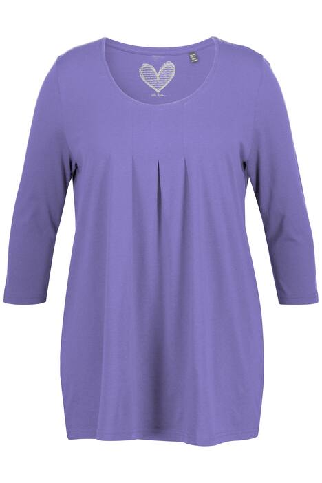 Tričko, ozdobné sklady, A střih, kulatý výstřih, 3/4 rukávy