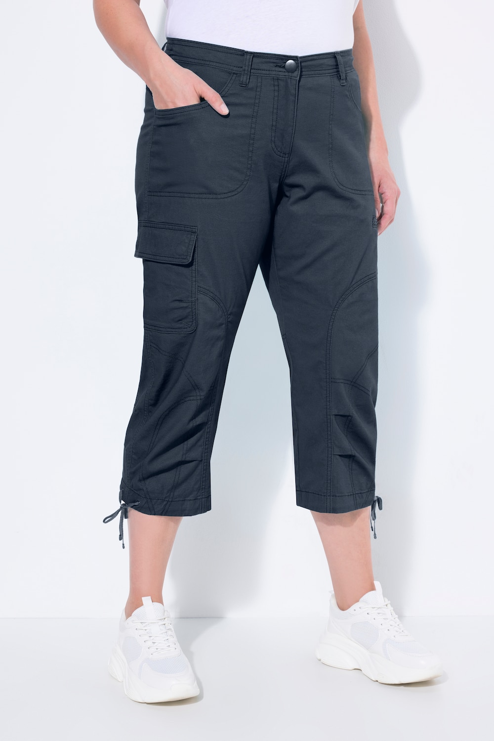 Große Größen 7/8-Cargohose, Damen, blau, Größe: 46, Baumwolle, Ulla Popken