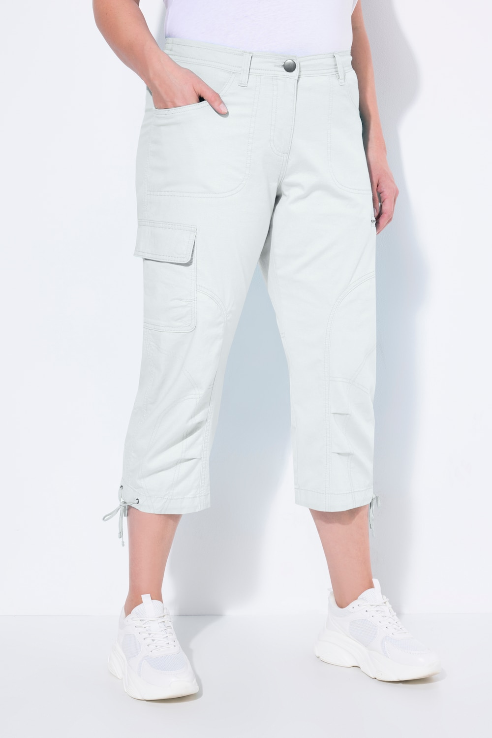 Große Größen 7/8-Cargohose, Damen, weiß, Größe: 42, Baumwolle, Ulla Popken