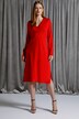 Chiffon Accent V-Neck Stretch Ponte Knit Dress