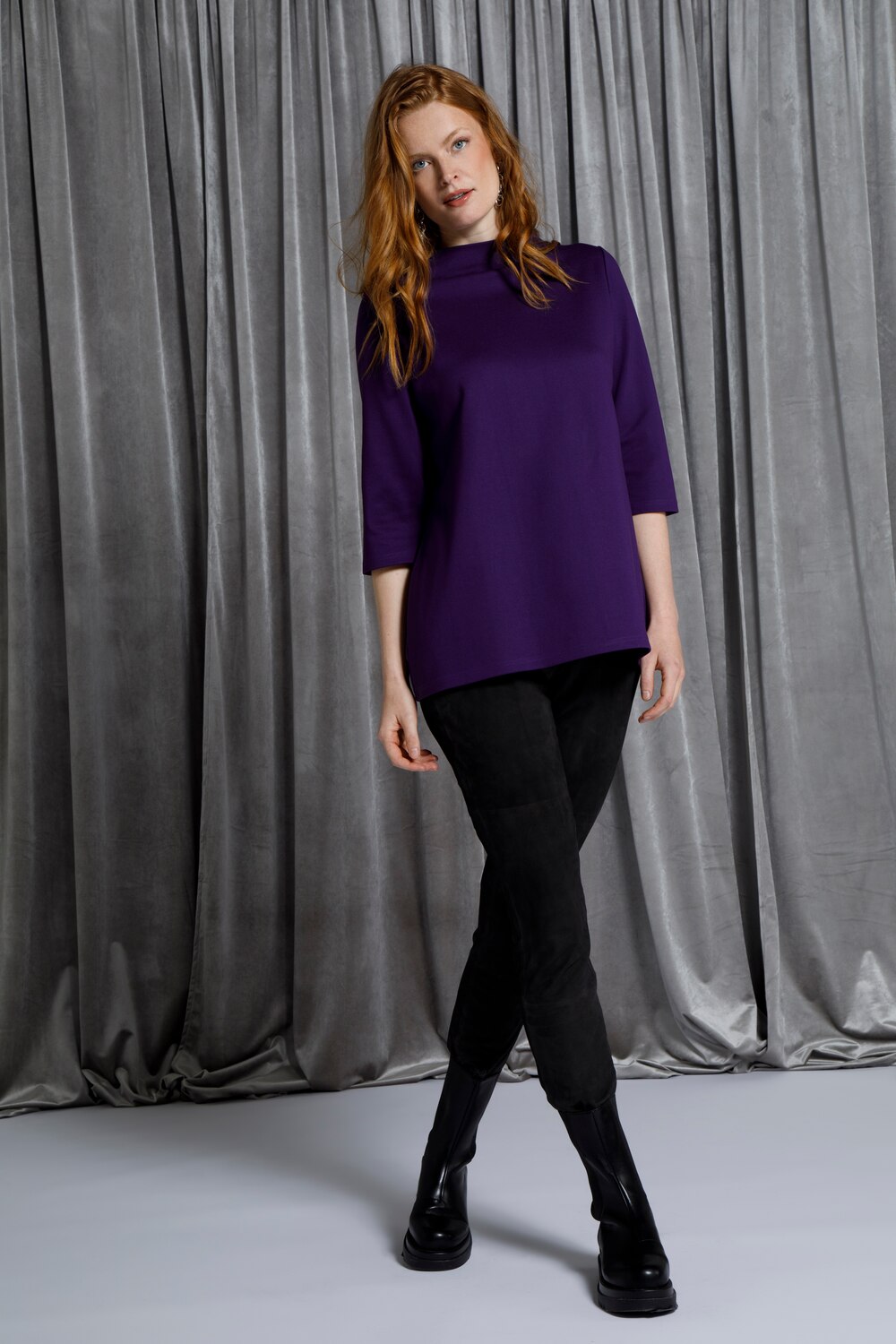 Grote Maten longshirt, Dames, paars, Maat: 42/44, Viscose/Polyester, Ulla Popken Grote Maten longshirt, Dames, paars, Maat: 42/44, Viscose/Polyester, Ulla Popken