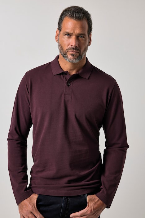 Polo JP 1880 en piqué, manches longues, collection Basic - jusqu'au 8 XL