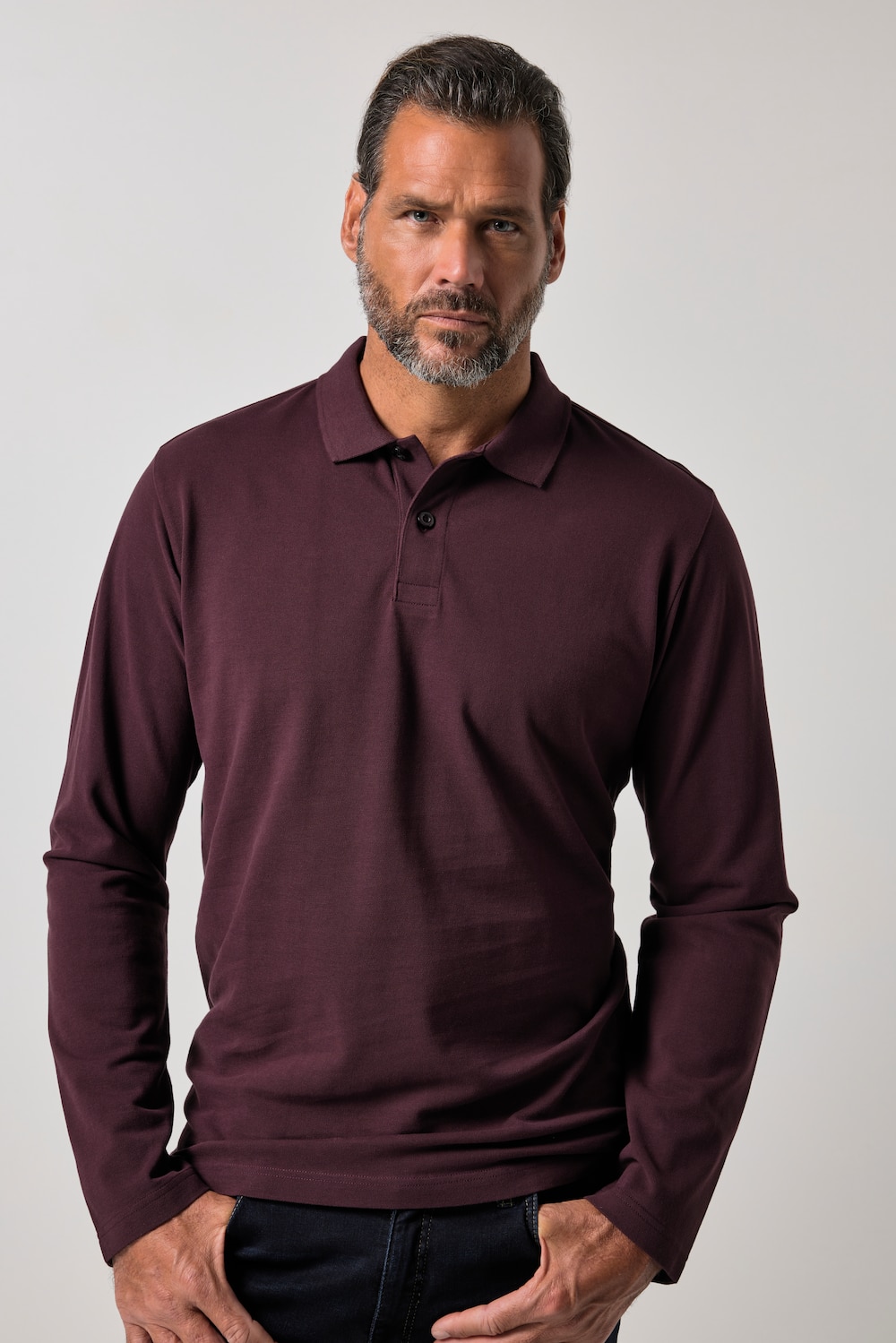 Poloshirt, Basic, Langarm, Piqué, bis 8 XL