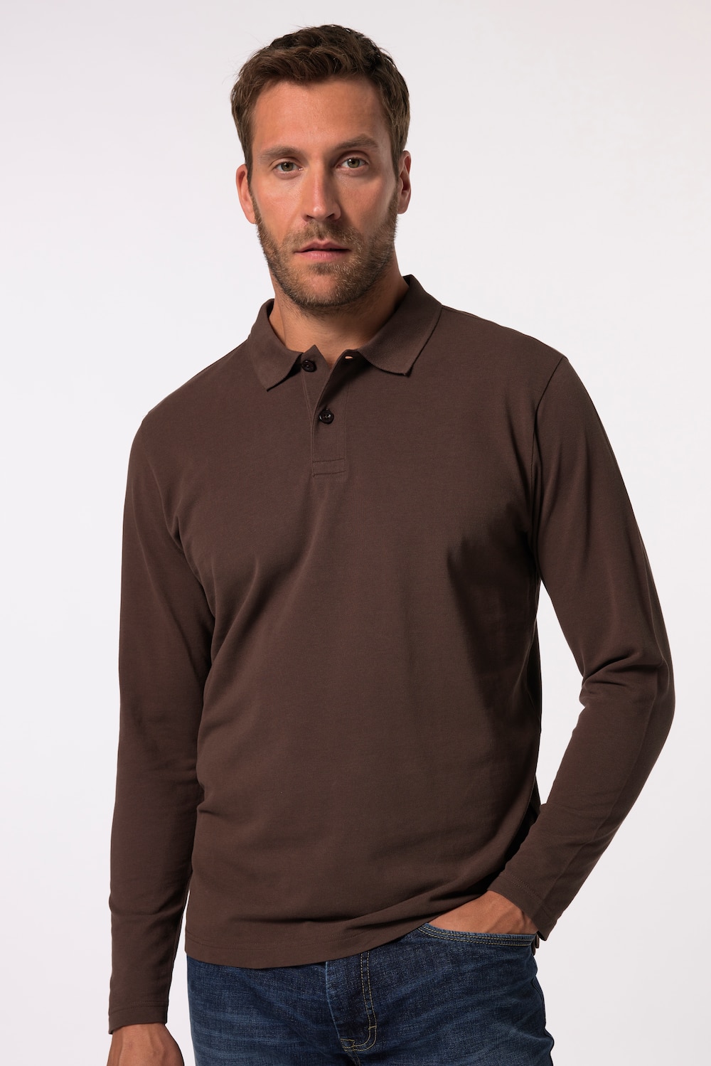 Poloshirt, Basic, Langarm, Piqué, bis 8 XL
