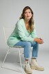 Pullover, Ziernaht, Oversized, V-Ausschnitt, Langarm