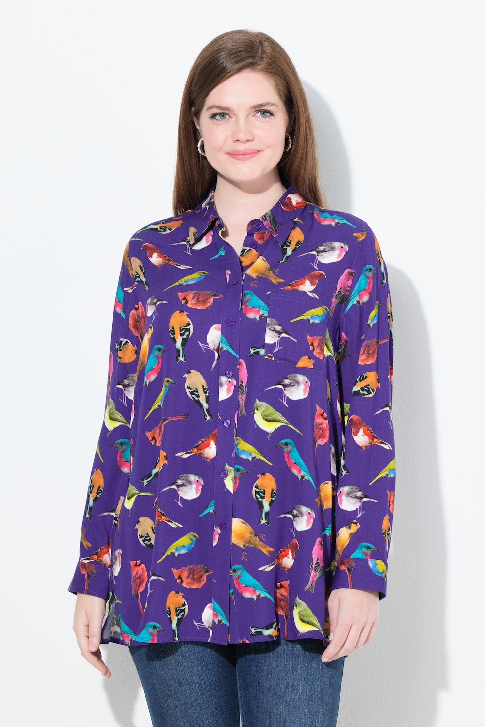 Große Größen Hemdbluse, Damen, lila, Größe: 62/64, Viskose, Ulla Popken